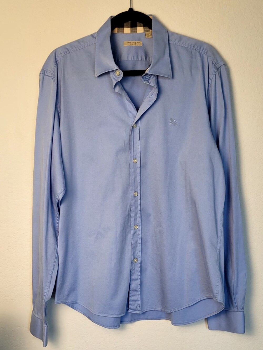 Burberry Burberry Brit Nova Check Button Up Shirt Men’s XXL Fits XL Light Blue - Picture 1 of 14